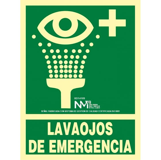 SEÑAL LAVAOJOS DE EMERGENCIA PVC 0,7mm Clase B DISTANCIA DE VISION 10M