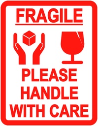[FRAGILE PLEASE HANDLE WITH CARE] ETIQUETA FRAGILE PLEASE HANDLE WITH CARE ( EN ROJO / NEGRO )